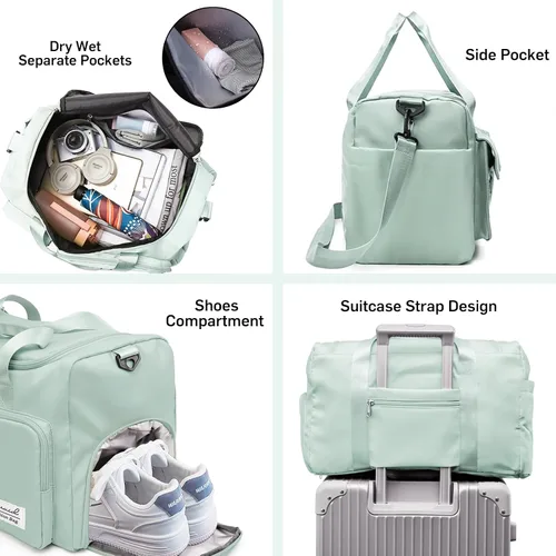 Miniatura 3 de Suruid Bolsa de gimnasio deportiva con compartimento para zapatos, bolsa de viaje con bolsillo separado seco y húmedo para hombres y mujeres, bolsa