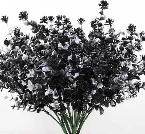 Miniatura 59 de RECUTMS - Flores artificiales, plantas artificiales, resisten los rayos ultravioleta, arbustos sintéticos, para interior y exterior, maceta