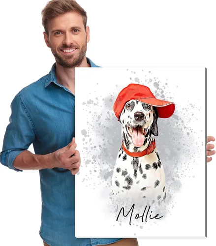 Artsadd Impresión conmemorativa personalizada de retrato de mascotas, regalos artísticos hechos en Estados Unidos, lienzo de memoria personalizado