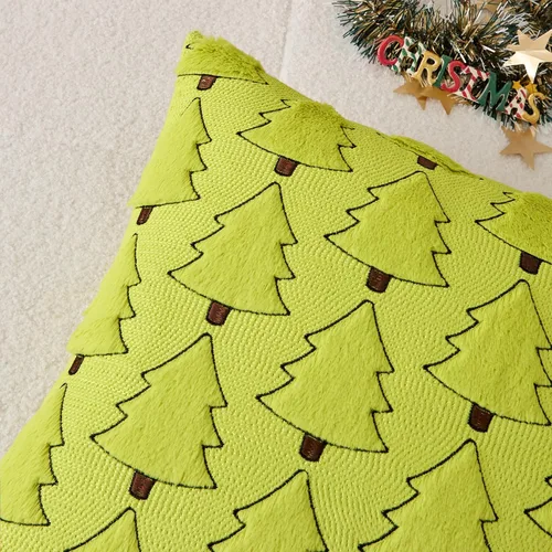 Miniatura 2 de Kevin Textile - Fundas de almohada con diseño de árbol de Navidad de 16 x 16 pulgadas, juego de 2, bordado de lujo, felpa suave, piel sintética