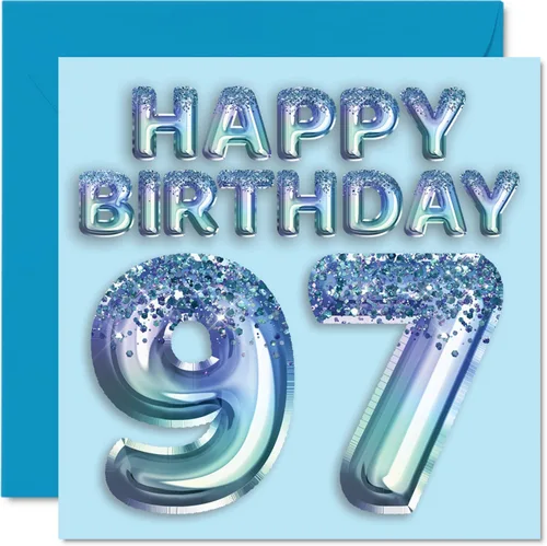 Miniatura 212 de Stuff4 Tarjeta de primer cumpleaños para niños, globo de fiesta con purpurina azul, tarjetas de feliz cumpleaños para niño de 1 año, nieto, hijo, 57