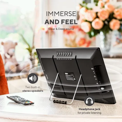 Miniatura 7 de Tyler TV Monitor LCD Portátil de 16" con Batería Capacidad Inalámbrica HD-TV, HDMI, USB, RCA, AC/DC, Radio FM, Cargador de Coche, Control Remoto