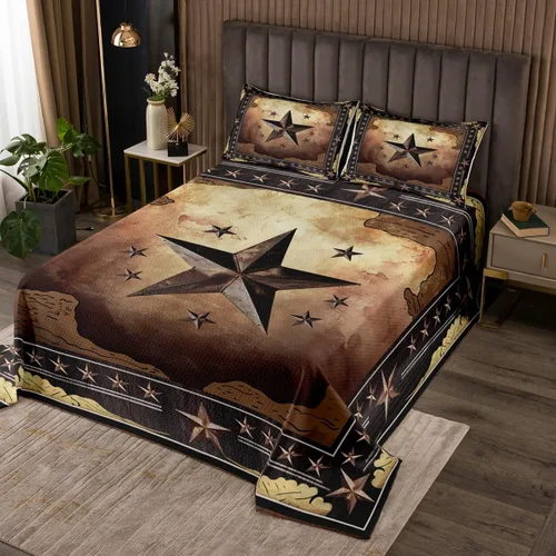 Miniatura 26 de Feelyou Colcha de vaquero occidental, tamaño King, diseño rústico de Texas Star con botas de vaquero, colcha acolchada para niños pequeños, diseño