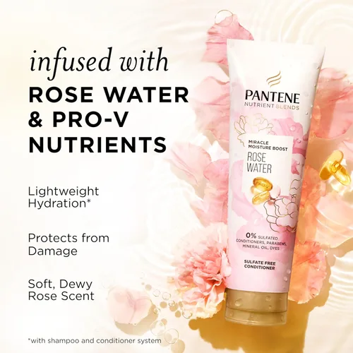 Miniatura 2 de Pantene Nutrient Blends Miracle Moisture Boost - Champú y acondicionador de agua de rosas, paquete doble para cabello seco, sin sulfatos