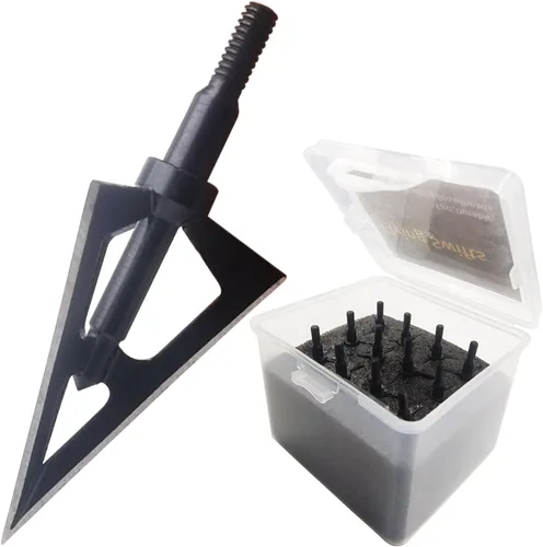 Miniatura 9 de Cabezas de caza con 3 cuchillas para tiro con arco, 100 o 125, grano, 12 unidades, puntas de flecha atornilladas, compatibles con arcos Rojo