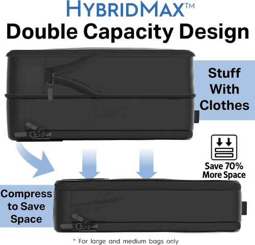 Miniatura 3 de Cubos y bolsas de embalaje de compresión de lujo de 4 piezas para viajes, maximiza el espacio en el equipaje con diseño HybridMax de doble