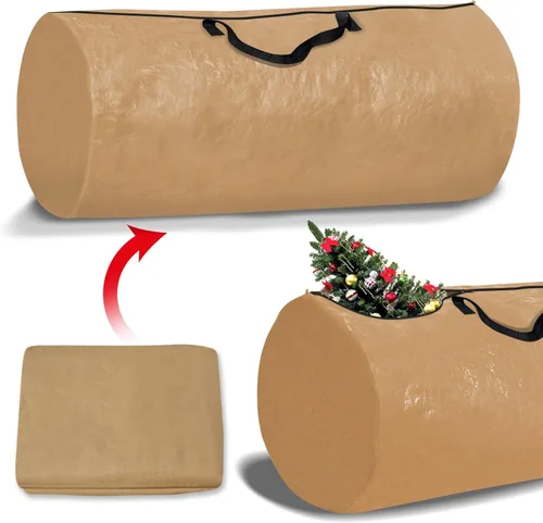 Miniatura 7 de BenefitUSA Bolsa de almacenamiento para árbol de Navidad artificial de alta resistencia (52 pulgadas x diámetro 30 pulgadas para hasta 8 pies, verde)