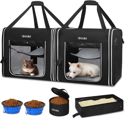 Miniatura 8 de Petskd Transportador de mascotas combinable para gatos grandes o perros medianos, transportador grande de 18 x 17 x 17 pulgadas para viajes