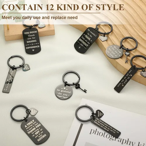 Miniatura 11 de Kathfly 12 llaveros motivacionales de agradecimiento para compañeros de trabajo para empleados, compañeros de trabajo, trabajadores sociales, 12