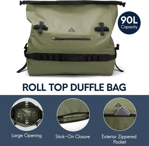 Miniatura 4 de Haimont Mochila Duffel Grande Impermeable con Parte Superior Enrollable, Bolsa Duffel Seca de Servicio Pesado para Navegación, Viajes, Camping