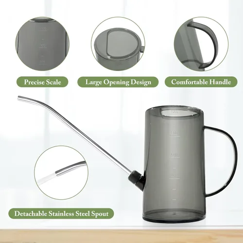 Miniatura 4 de Qilebi - Regadera pequeña con boquilla larga de acero inoxidable para flores de plantas de interior/casa, jardín, 34 onzas (1 litro)
