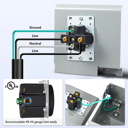 Miniatura 6 de SURAIELEC Caja de Salida para RV de 50 Amperios, Salida Eléctrica para RV Cerrada con Cerradura, NEMA 14-50R 125V/250V, Caja de Alimentación