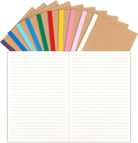 Miniatura 12 de LABUK 5 cuadernos de composición A5, cuadernos forrados de papel kraft a granel, 5 colores y 60 páginas para diario, escritura, escuela, oficina
