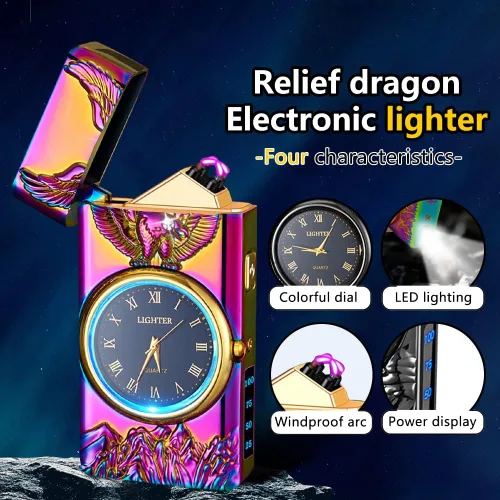 Miniatura 3 de GADATOP Eagle - Encendedor multifuncional – Arco eléctrico, plasma, resistente al viento, iluminación LED de esfera luminosa de metal a la moda