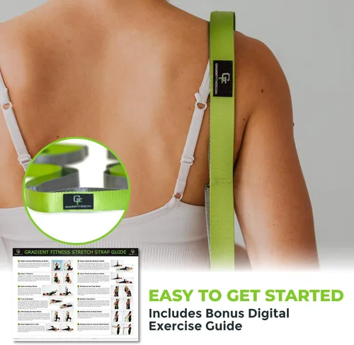 Miniatura 7 de Gradient Fitness Stretching Strap for Physical Therapy, 12 Multi-Loop Stretch Strap 1" W x 8' L, Neoprene Handles, Physical Therapy Equipment, Yoga