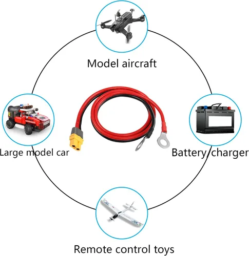 Miniatura 7 de SinLoon XT60 - Cable de terminal de anillo tórico 12AWG 23.6 pulgadas XT60H hembra a junta tórica, cable conector para aviones RC, juguete, autos