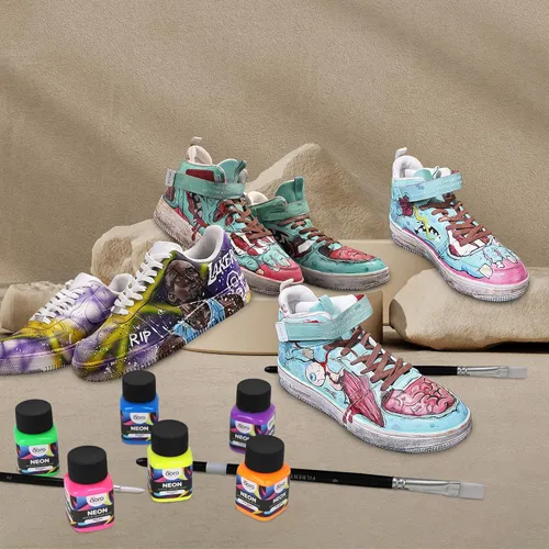 Miniatura 4 de Pintura acrílica para cuero para zapatos, kit de pintura de cuero de 6 colores con 5 pinceles de pintura (desmaquillante y acabado no incluidos)