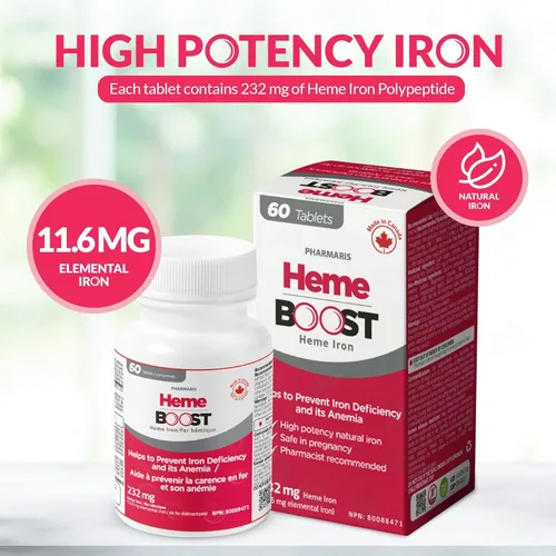 Miniatura 3 de Hemeboost 11.6 mg (pastillas de hierro hemo de 232 mg), suplemento de hierro de alta potencia para mujeres y hombres, alta absorción y suave