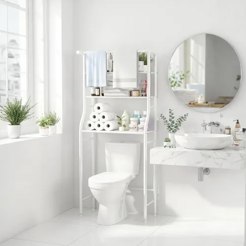 Miniatura 7 de UDEAR Estante de 3 Niveles Sobre el Inodoro, Estante de Baño Ahorrador de Espacio, Organizador de Almacenamiento de Soporte de Esquina, Accesorios