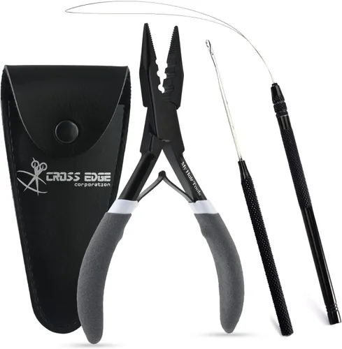 Comfortable Handles Pro - Kit de herramientas de extensión de cabello, 3 agujeros, micro y nano, alicates para prensar y quitar el cabello, alicates