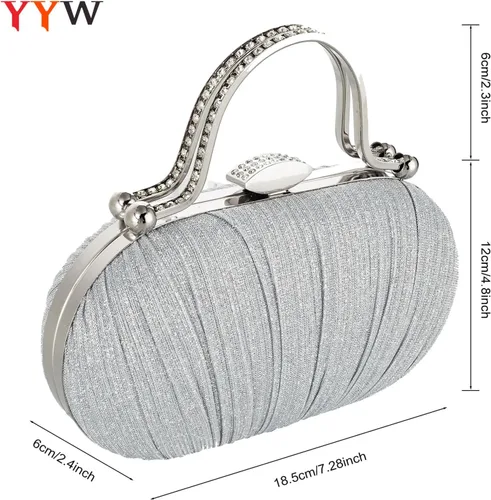 Miniatura 3 de YYW Bolso de noche para mujer, embrague de boda con cadena y bolsos de noche