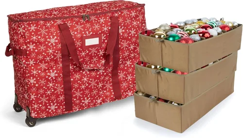 Miniatura 60 de Covermates Keepsakes Bolsa de almacenamiento ajustable para adornos, poliéster resistente, separadores acolchados y bandejas FlexGrid, organizador