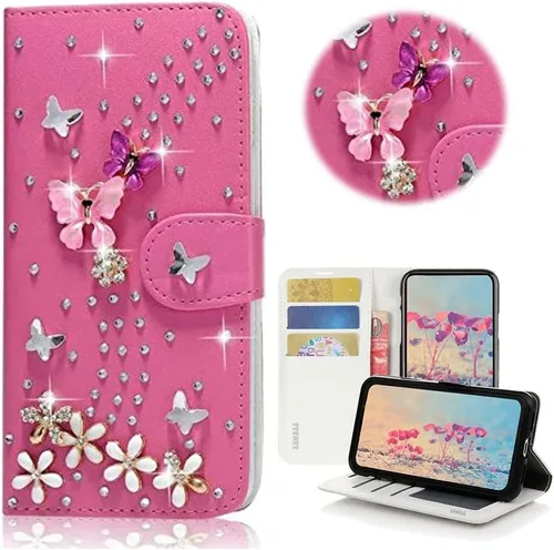 Miniatura 3 de Bling Wallet - Funda para teléfono compatible con OnePlus Nord N30 5G, elegante, diseño 3D hecho a mano de mariposa de danza, funda magnética