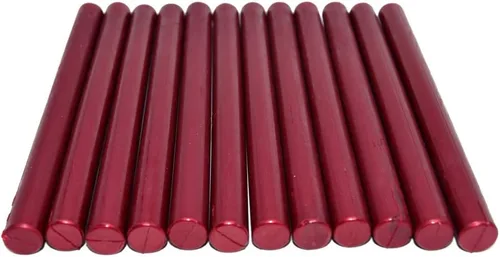 Miniatura 3 de Barra de cera selladora con destellos rojo sangre brillante para pistola de pegamento de gran tamaño - Paquete de 12