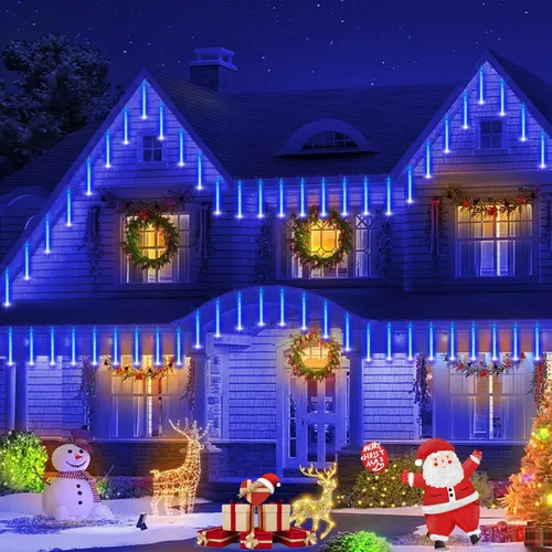 Miniatura 2 de YEGUO Paquete de 2 tiras de luces solares para exteriores, 16 tubos y 288 luces LED de meteoritos para fiestas, árboles, vacaciones, techo, boda
