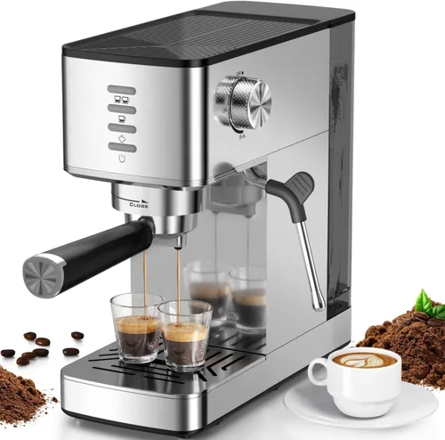 Electactic 20 Bar Coffee Espresso Maker with Fast Cold Brew Function, Built-In Steam Wand, Smart Touch Panel, 37oz Tank for Cappuccino, Latte &