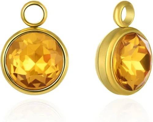 Miniatura 9 de Adabele Colgante de acero inoxidable chapado en oro amarillo de 18 quilates con piedra natal redonda de grado A de 0.236 in y 0.394 in, no se