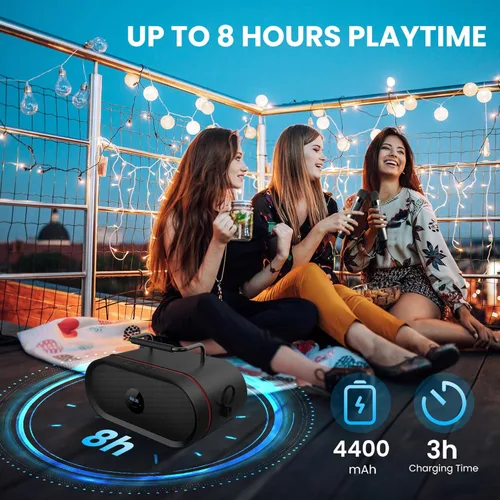 Miniatura 6 de RHM K666 - Máquina de karaoke con graves ricos y profundos, sonido potente, 2 micrófonos inalámbricos, batería recargable, 8 horas de reproducción