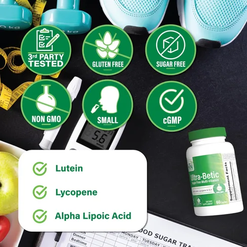 Miniatura 3 de Health Thru Nutrition Ultra-Betic Multivitamínico 60 unidades Apoya el nervio, la visión, la energía con ALA, licopeno Sin OMG, etiqueta