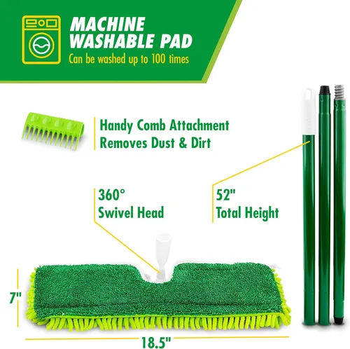 Miniatura 4 de Libman - Trapeador de polvo de microfibra de 2 lados de 18 pulgadas, trapeadores secos y húmedos de doble cara para limpieza de suelos, madera dura