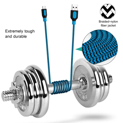 Miniatura 3 de Canjoy Cable USB tipo C, paquete de 3 cargadores trenzados tipo C de 10 pies, cable de carga rápida compatible con Samsung Galaxy S10 S10+ S10e S8