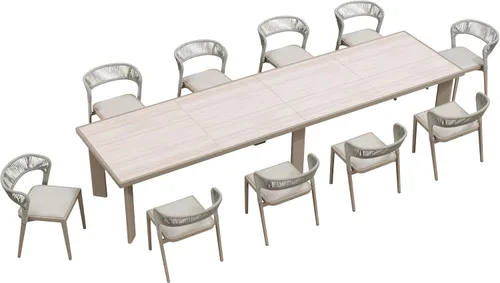 Miniatura 61 de PURPLE LEAF Juego de comedor redondo de 5 piezas de gran tamaño, marco de aluminio y mimbre de ratán para patio, mesa y sillas con cojines