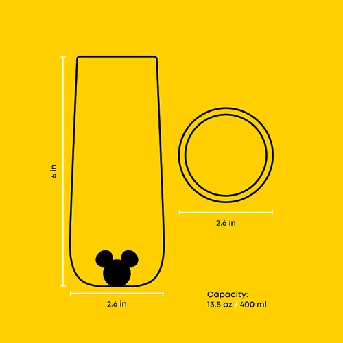 Miniatura 2 de JoyJolt Disney Mickey Mouse, Icon Highball Glass 2 vasos de vidrio para beber. Vasos de 14 onzas de alto para bebidas. Vasos de cóctel, cristalería