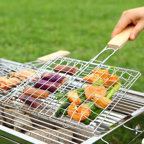 Miniatura 3 de Estante para asar pescado para parrilla, estante para patas de pollo, cesta para parrilla, cestas para parrilla de verduras para parrilla al aire