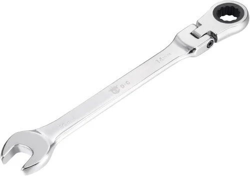 Miniatura 5 de uxcell Llave combinada métrica de trinquete de cabeza flexible de 0.394 in con extremo abierto, acabado cromado pulido, Cr-V
