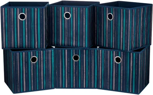 Miniatura 13 de QY-SC20-3 - Cubos organizadores de cubículos de 11 x 11 x 11 pulgadas, cajones de almacenamiento de tela, cajas de almacenamiento plegables, cubos