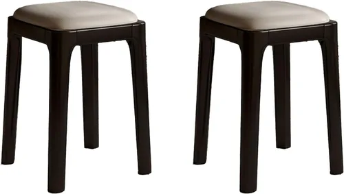 Miniatura 13 de Wooden Dining Chairs Backless,Kitchen Chairs Stool Stackable,Dining Room Chair with PU Leather Cushion,Square Living Room Chair for Kitchen, Dining