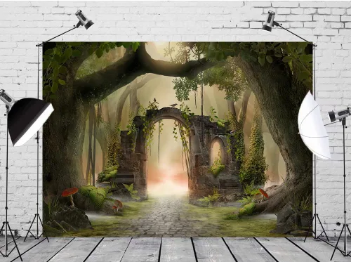 Miniatura 3 de Telón de fondo de bosque encantado de 7 x 5 pies, fondo mágico para fotos, cuento de hadas, país de las maravillas, aventura, paisajes