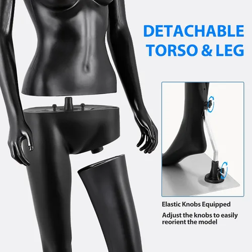 Miniatura 4 de Maniquí femenino de 70 pulgadas de cuerpo completo para vestido de costura, soporte de modelo, maniquí de exhibición realista con postura ajustable