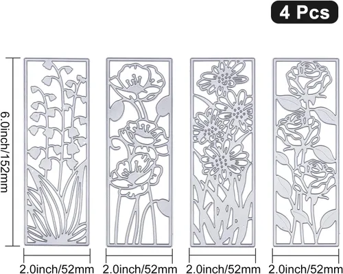 Miniatura 4 de ORIGACH 4 troqueles de corte de marco de flores de metal para hacer tarjetas, plantillas en relieve para álbumes de recortes, decoración de tarjetas