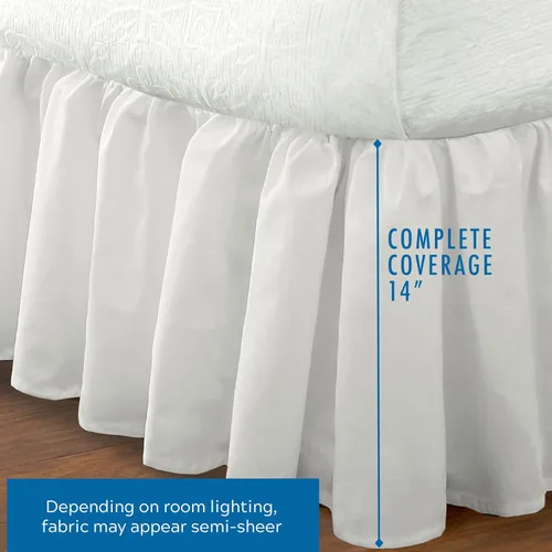 Miniatura 3 de Faldón plisado de popelina para cama tamaño California King, de Fresh Ideas Blanco