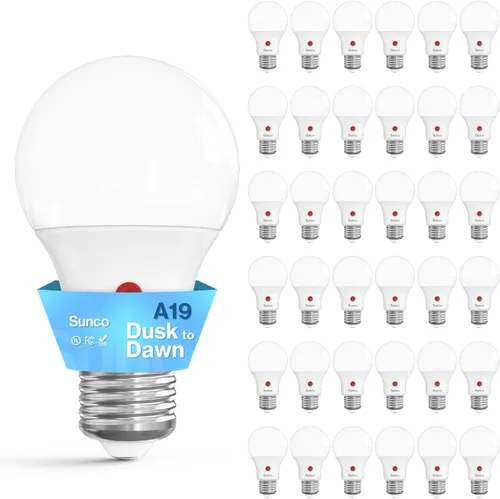 Miniatura 13 de Sunco Paquete de 6 Bombillas de Luz de Atardecer a Amanecer para Exteriores A19, Fotocélula Automática para Iluminación Exterior, 800 LM, 9W Blanco