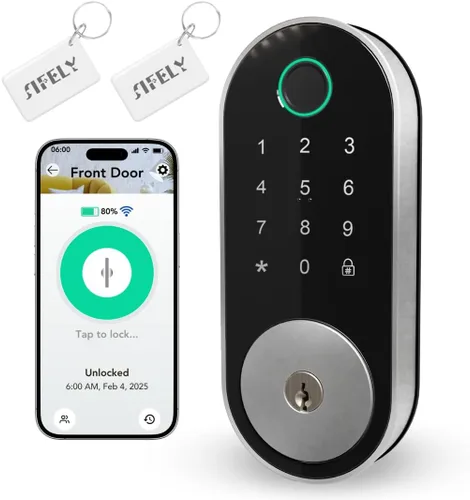 Cerradura inteligente incorporada con huella dactilar y WiFi con teclado – Cerradura sin llave para el hogar, Airbnb, alquiler, niños/mayores,