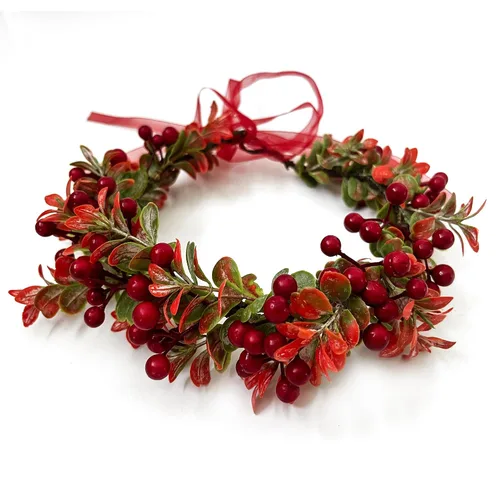 Miniatura 3 de Corona de Flores de Navidad Corona Floral de Bayas Rojas Corona de Piña Bosque Woodland Boda Diadema Banda para la Cabeza