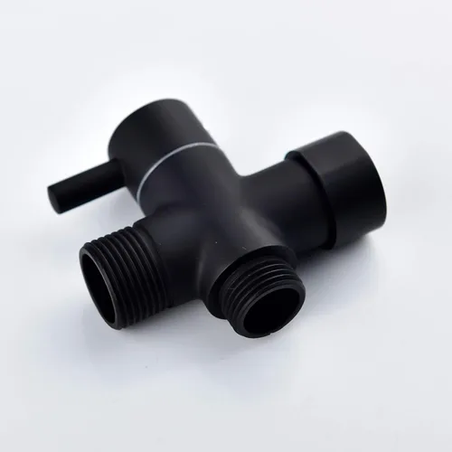 Miniatura 8 de CIENCIA Válvula en T de 7/8 "Válvula desviadora de inodoro de 3 vías Adaptador de bidé de latón con apagado para rociador de inodoro de mano, negro