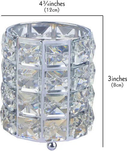 Miniatura 2 de LUEXBOX 4 soportes para brochas de maquillaje de cristal, organizador de herramientas de maquillaje brillantes, contenedor redondo de almacenamiento